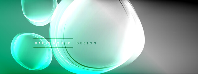Vector abstract background - liquid transparent bubble shapes on fluid gradient with shadows and light effects