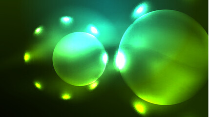 Neon glowing circles, magic energy space light concept, abstract background wallpaper design