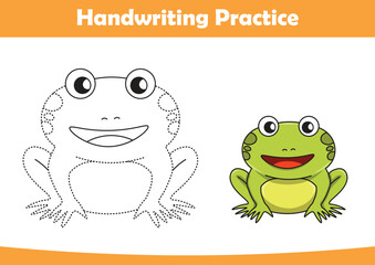 Practice handwriting. tracing lines and coloring frog for children