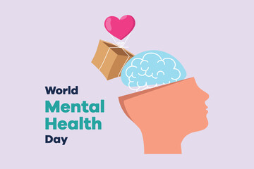 Psychology. World mental health day concept. Colored flat vector illustration isolated. 