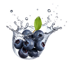 Blue berry in water splash. AI generetive