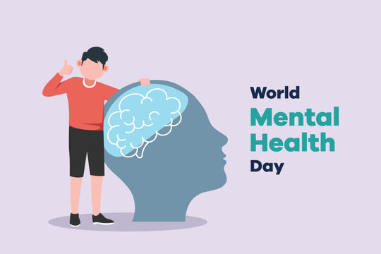 Psychology. World mental health day concept. Colored flat vector illustration isolated. 