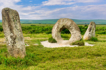 Men-an-Tol, ancient standing stones near Penzance, Cornwall, UK