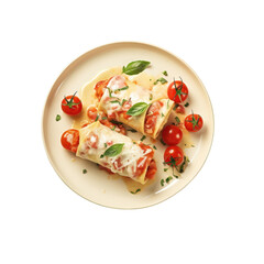 Italian cannelloni made with fresh cherry tomatoes and peppers