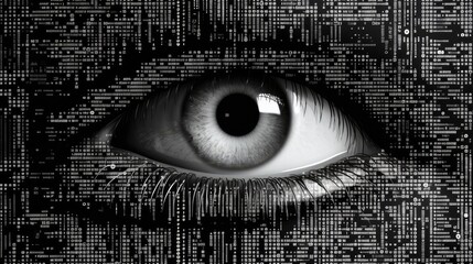 eye of the world. eye on code. eye of the eye. binary code. ascii art. ascii style. generative ai