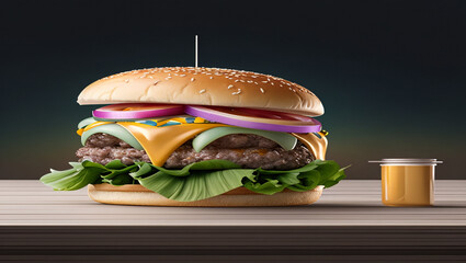 cheeseburger-isolated-on-transparent-background-neon-ambiance-abstract-black-oil