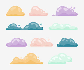 Cumulus cloud cartoon. Sky air symbol. Vector drawing. Collection of design elements.