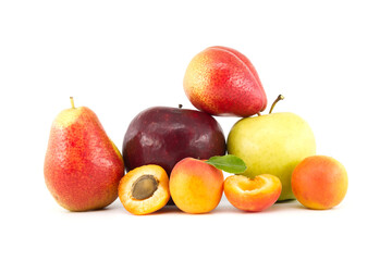 Fresh healthy fruits isolated on white background