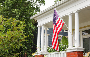US flag waves proudly, symbolizing unity, freedom, and patriotism, evoking national pride and shared values