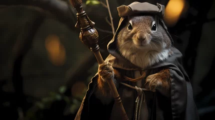 Rolgordijnen The squirrel in a wizard's robe © ginstudio