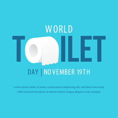 World Toilet Day October 19th with roll tissue illustration on isolated background