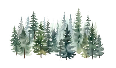 Obraz premium watercolor coniferous forest winter nature holiday background