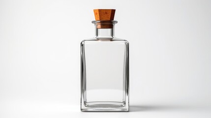 a translucent glass bottle, white background, 3D rendering