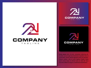 Simple Real estate company logo with letter 2N