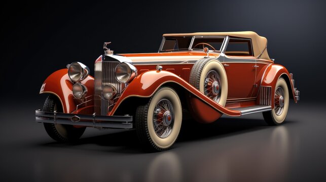 a detailed model of a vintage car, no background, 3D rendering