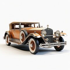 a detailed model of a vintage car, white background, 3D rendering