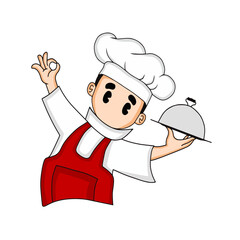 Logo Cartoon Chef Illustration Vector Design