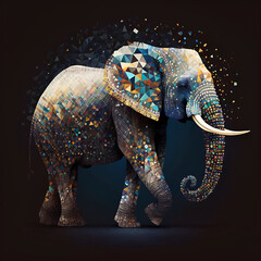 Obraz premium colourful elephant made of mosaic isolated on white - generative AI