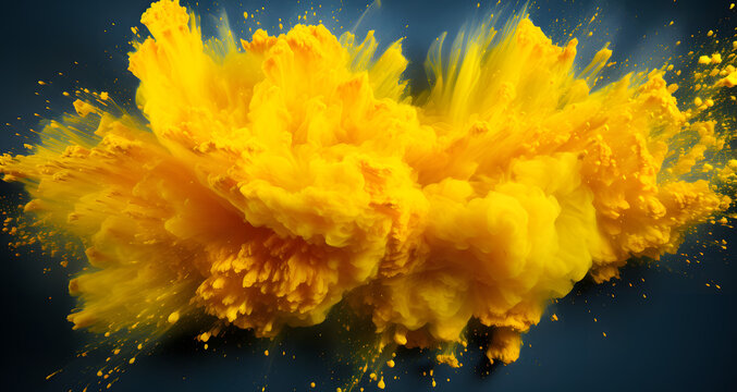 A Yellow Firework Exploding From A Blue Background