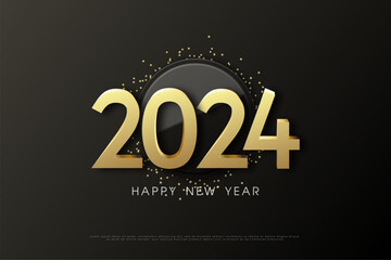 circle frame with combined colors for 2024 new year numbers. vector premium design.