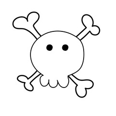 skull with cross bones hand drawn line halloween 
