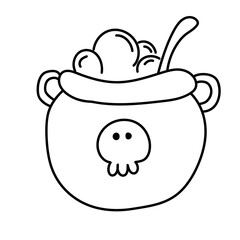 witch pot hand drawn line halloween 