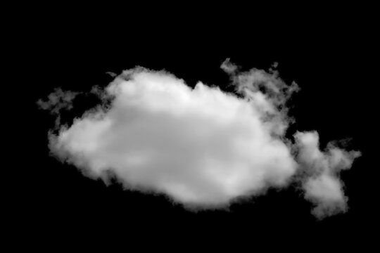 Set of white clouds or smog for design isolated on a black background.
