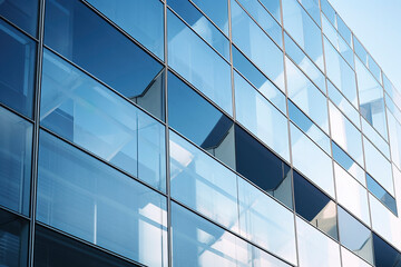 Fototapeta na wymiar Close-up glass and steel facade modern office building exterior