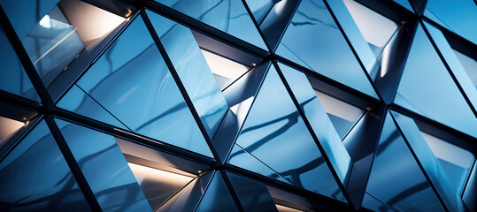 Close-up glass and steel facade modern Architecture exterior - Powered by Adobe