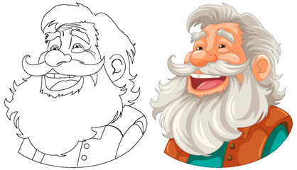 Smiling Lumberjack Old Man Cartoon Character with Beard and Mustache