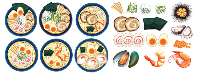Delicious Japanese Ramen with Seafood Toppings
