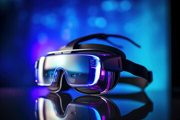 Futuristic concept design high tech VR glasses on dark background