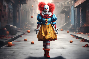 Portrait of a female clown. Generative AI - 637188643