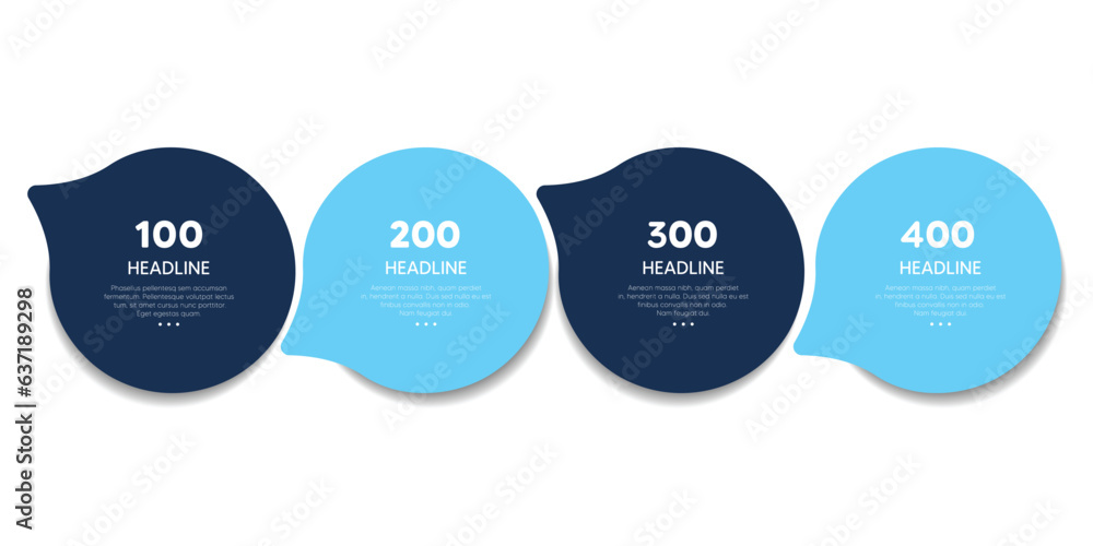 Poster 4 elements scheme, diagram. four empty connected circles. infographic template.