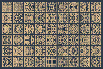 Lotus Mandala Vector Template Set for Cutting and Printing. Oriental silhouette ornament. Vector coaster design Bundle