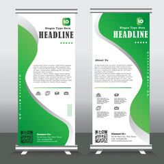Business banner templates elegant modern vertical design, Green Background, Roll up banner template, pull up banner with green color, vertical banner, 