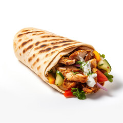 Chicken wrap isolated on plain white background