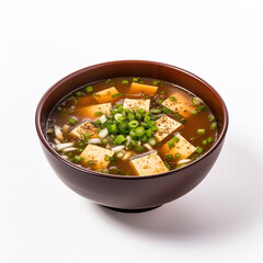 Miso soup isolated on plain white background