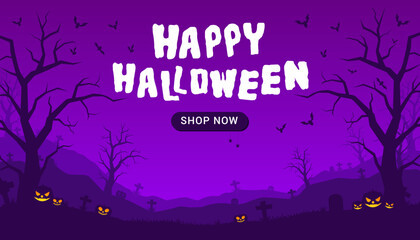 Halloween Sale Promotion Poster or banner with Halloween Night pumpkin.Website spooky or banner template.Vector illustration EPS10