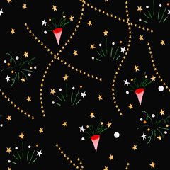 Seamless pattern for new year and christmas. Watercolor drawing.