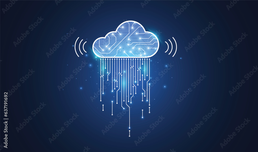 Poster cloud computing concept design. digital data transform download and upload. cloud technology network