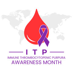 Obraz premium illustration of blood and purple ribbon good for Immune thrombocytopenic purpura ITP awareness month