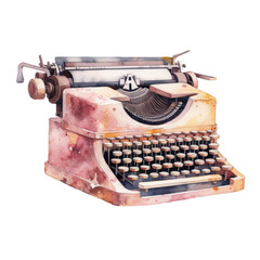 Fototapeta na wymiar Watercolor Old Typewriter