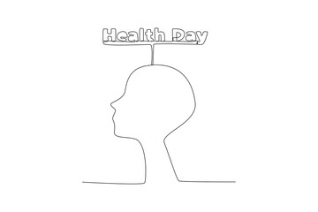 Continuous one line drawing Psychology. World mental health day concept. Doodle vector illustration.