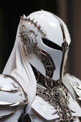 war worn futuristic knight in shining armor
