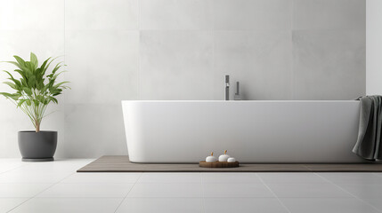 Fototapeta na wymiar bathroom interior with bathtub.Generative Ai
