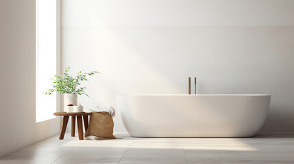 bathroom interior with bathtub.Generative Ai