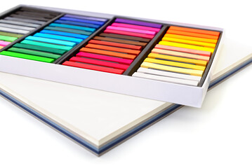 Colored crayons of soft pastels.