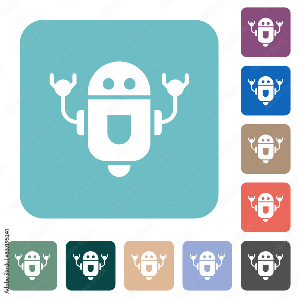 Poster rolling robot rounded square flat icons