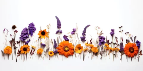 Fotobehang line of purple and orange Halloween flower © Tomi adi kartika